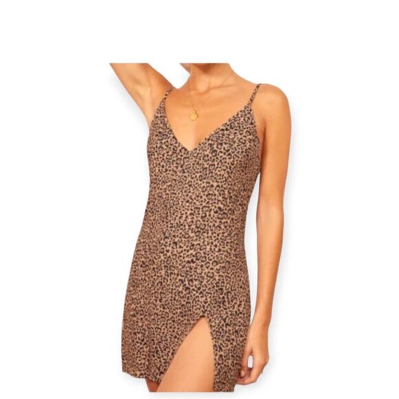 Reformation Marlowe Mini Dress 2X Leopard New - Picture 2 of 16